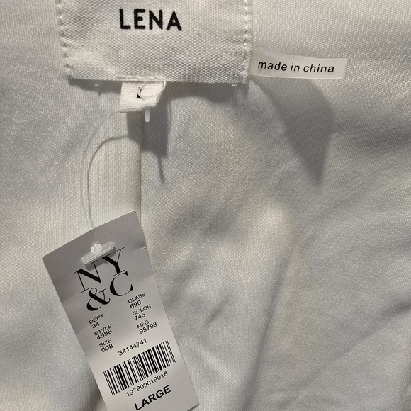 New York & Company Lena Bow Back White/ Silver Mini Dress Gown Size L - Picture 2 of 8